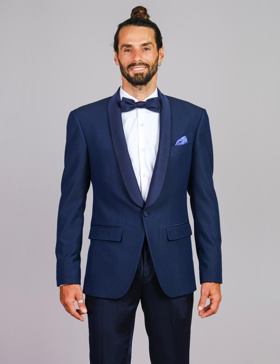 JACKET TUXEDO XANH CỔ BAU SAM SLIM-FIT