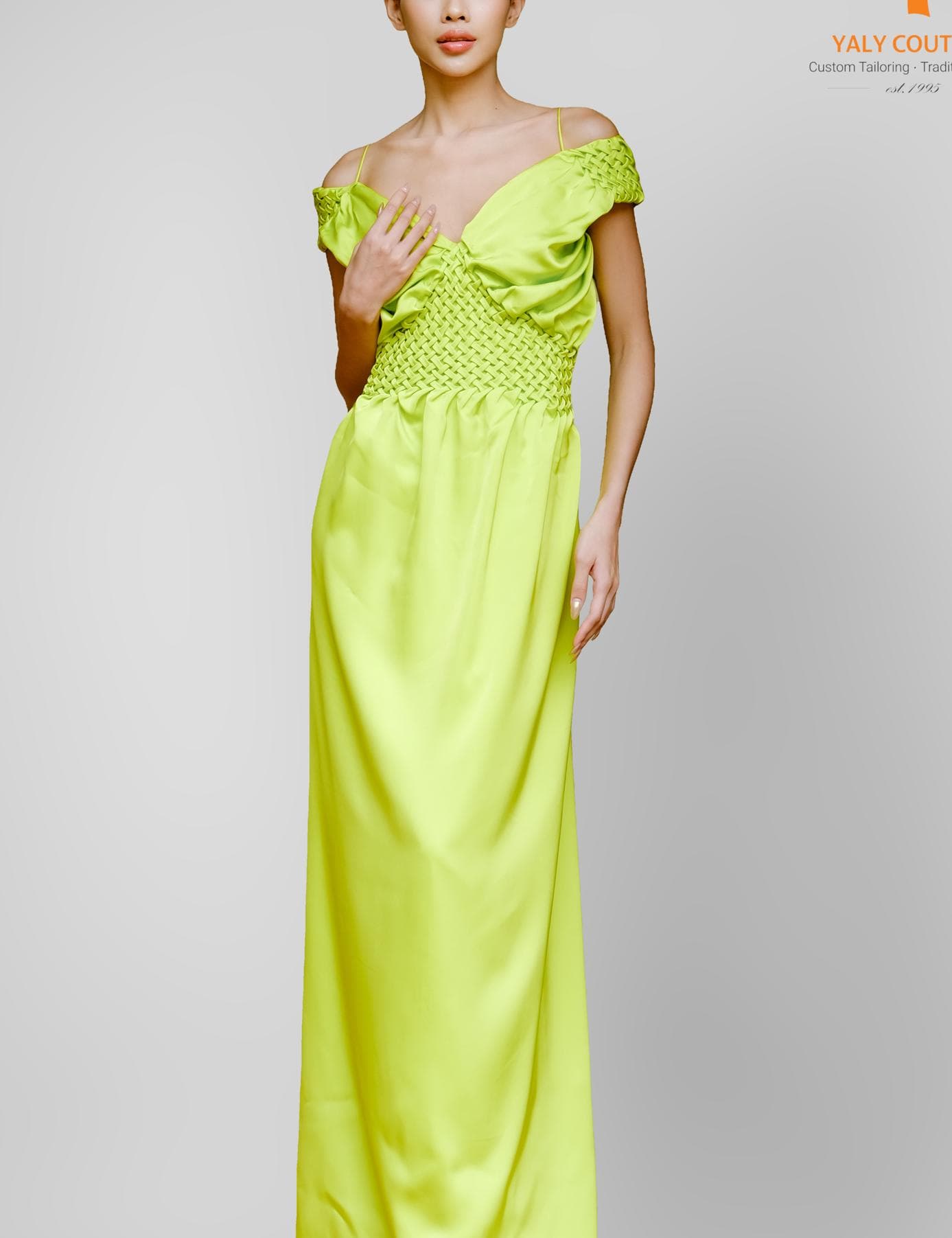 ĐẦM XANH HỌA TIẾT SMOCK TINH XẢO