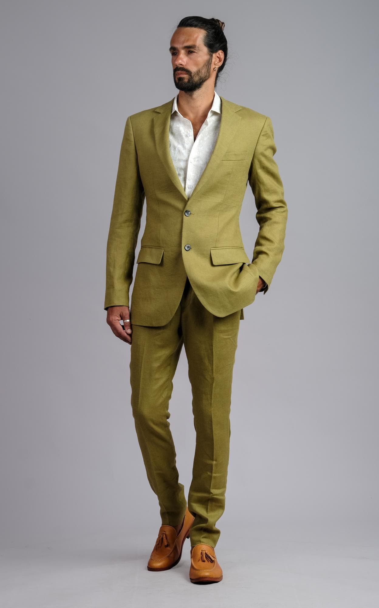 BỘ SUIT LINEN MÀU Ô LIU SLIM-FIT