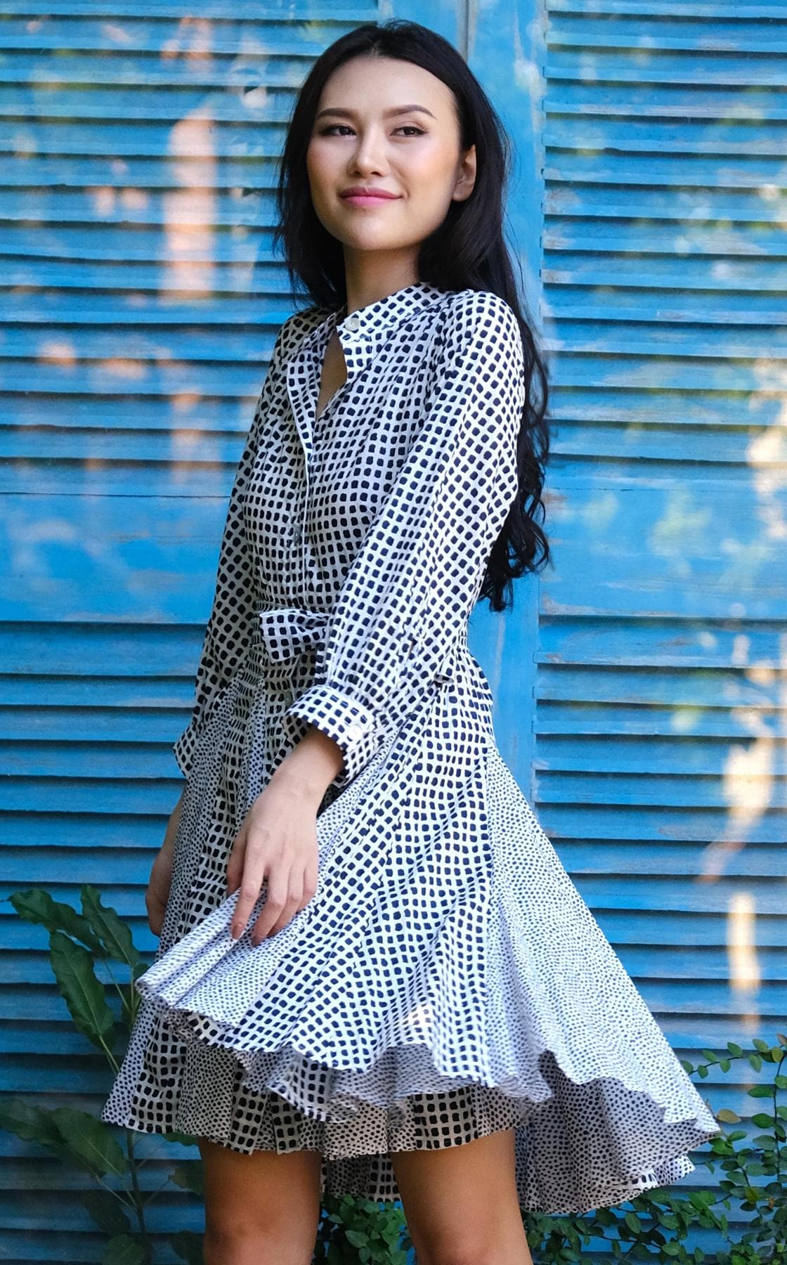 ĐẦM COTTON CHEM MẢNH 2 MÀU TRẮNG ĐEN