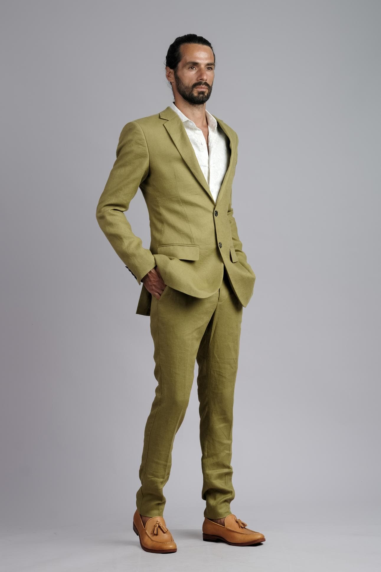 BỘ SUIT LINEN MÀU Ô LIU SLIM-FIT