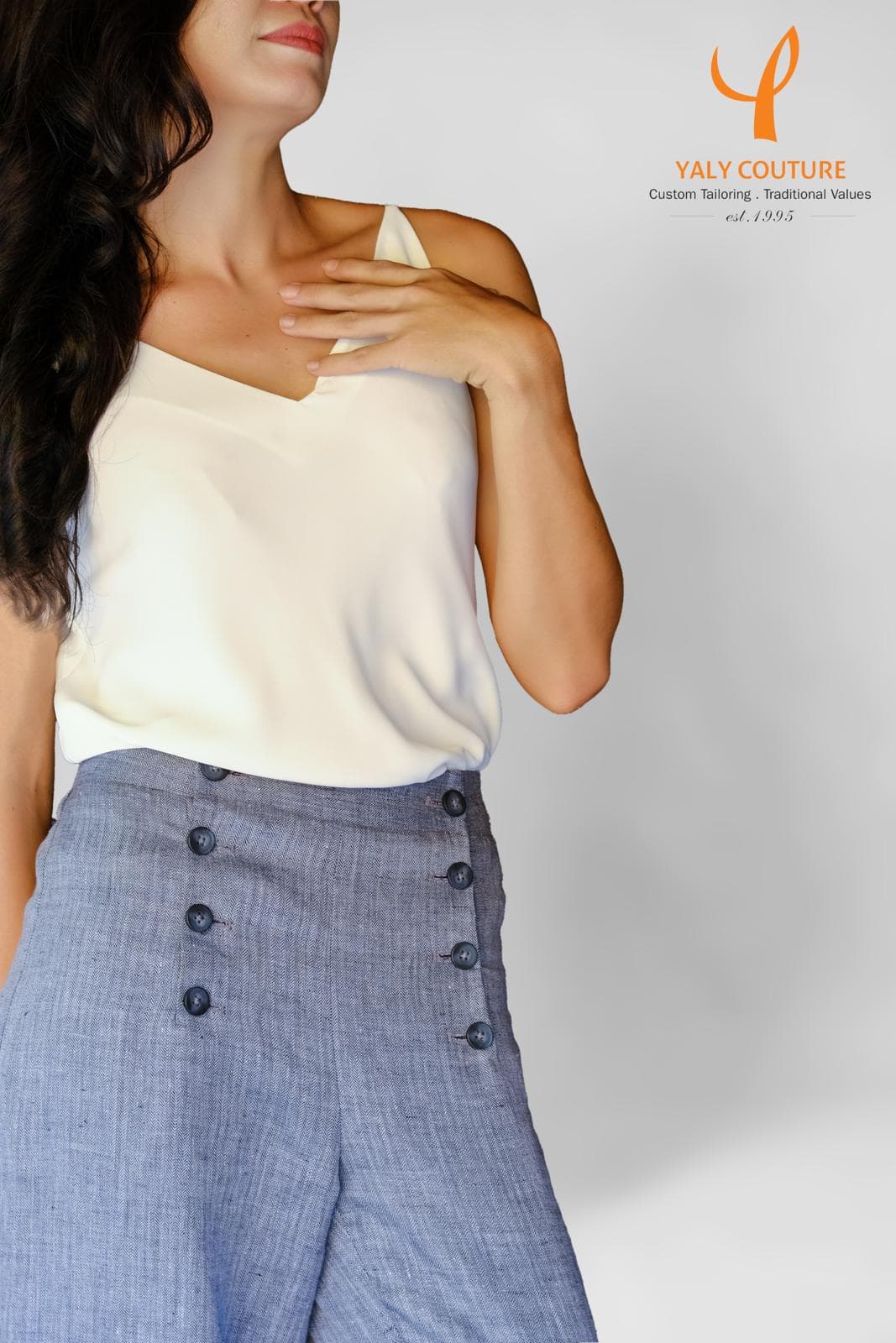 QUẦN LINEN XANH NÚT TRƯỚC