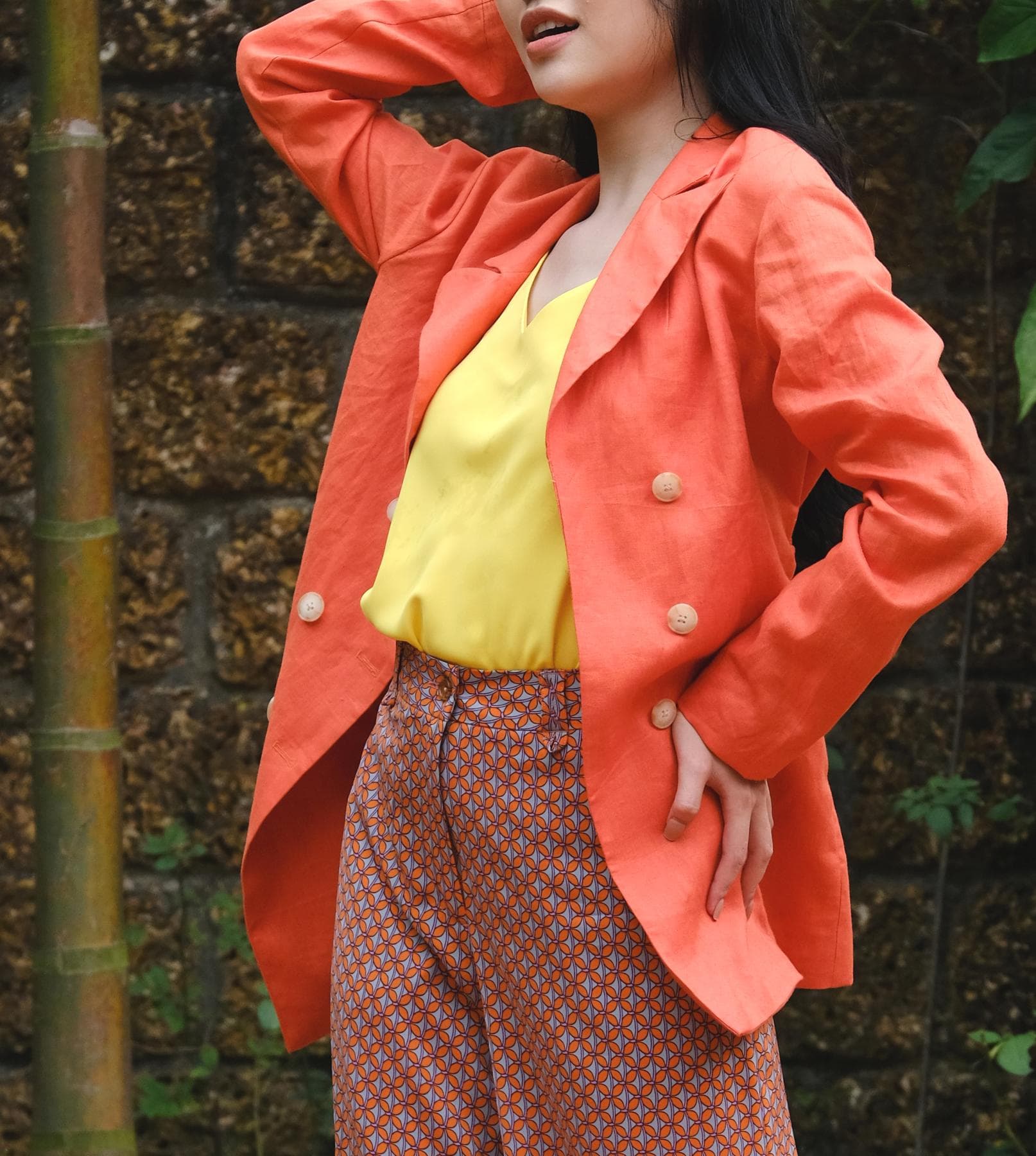 ORANGE LINEN BLAZER
