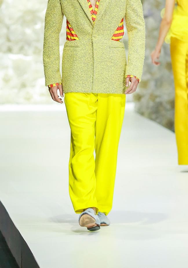 YELLOW LOOSE CREPE TROUSERS