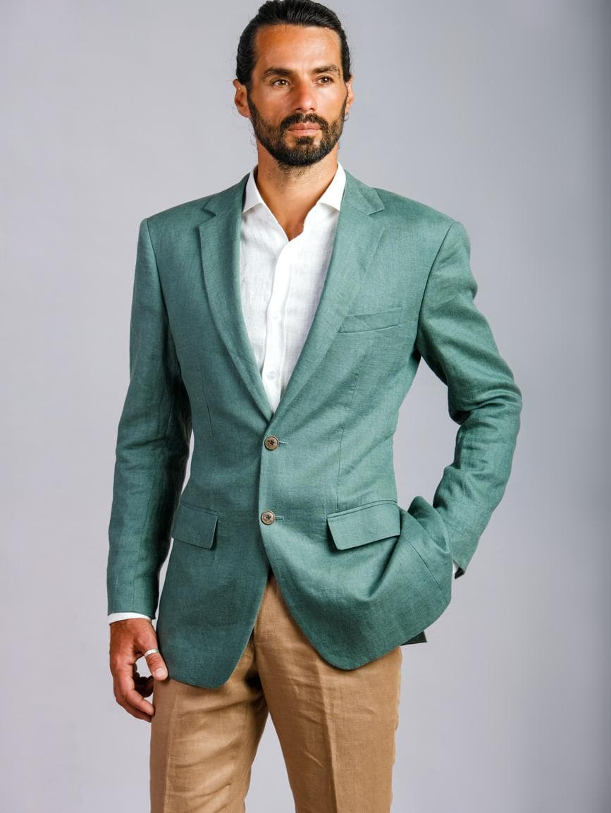 JACKET LINEN 100% XANH LỢT
