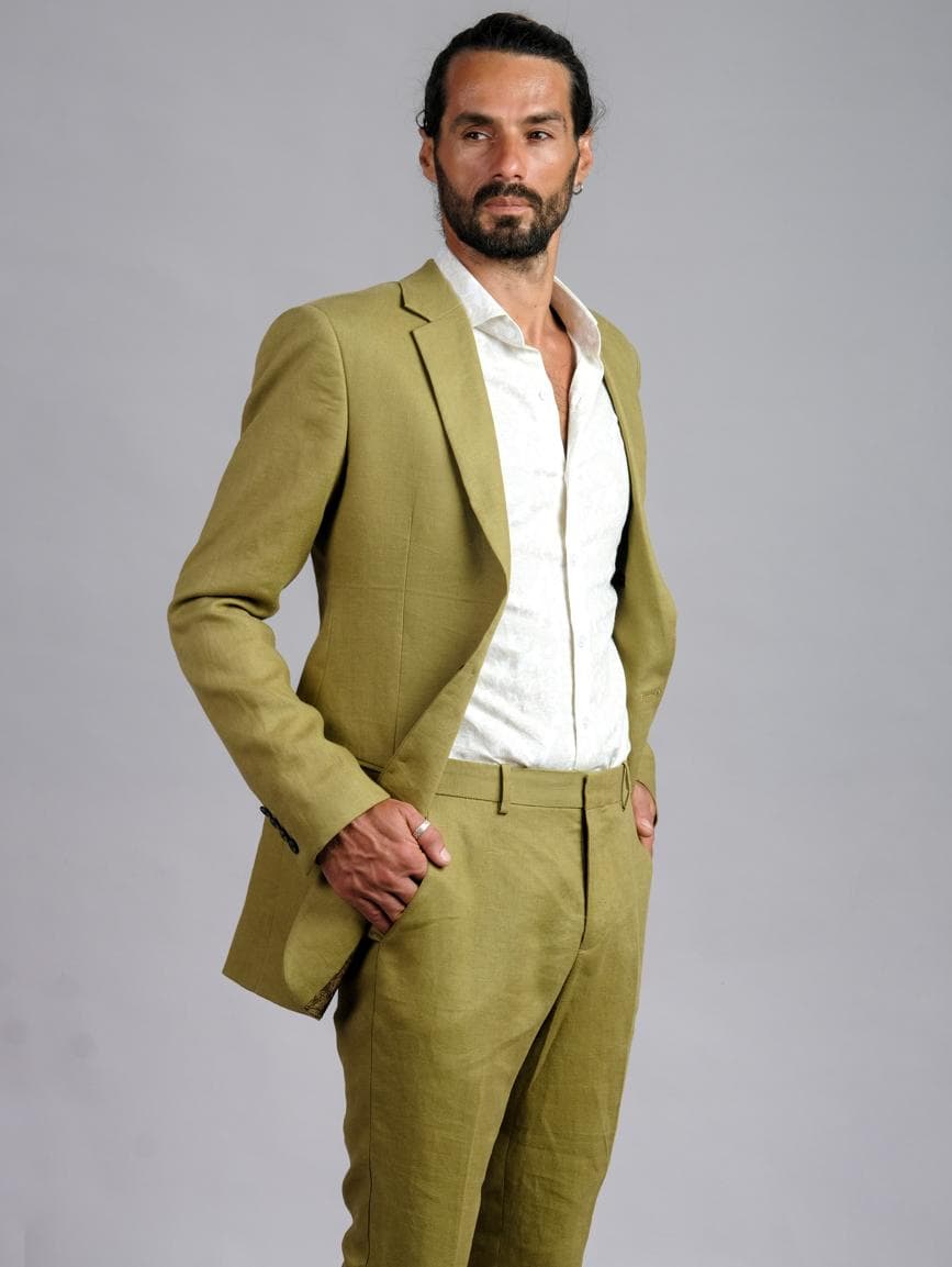 JACKET LINEN MÀU Ô LIU SLIM-FIT
