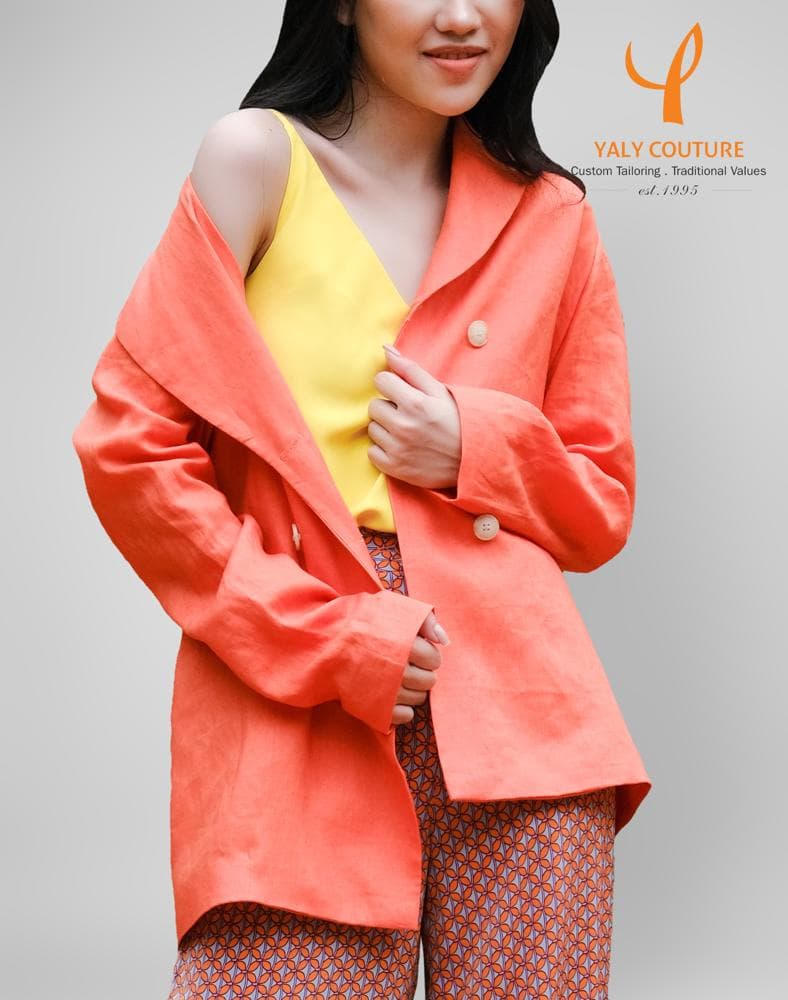 ORANGE LINEN BLAZER

