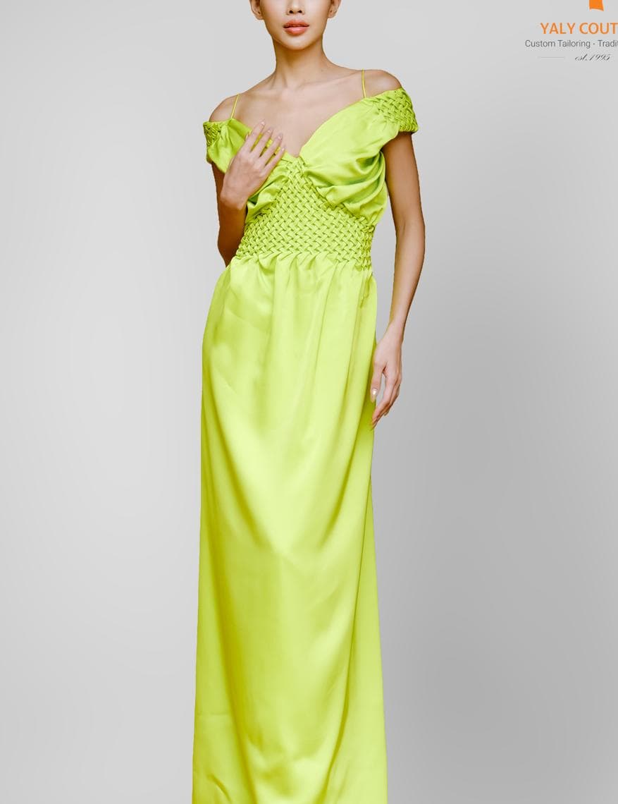 ĐẦM XANH HỌA TIẾT SMOCK TINH XẢO