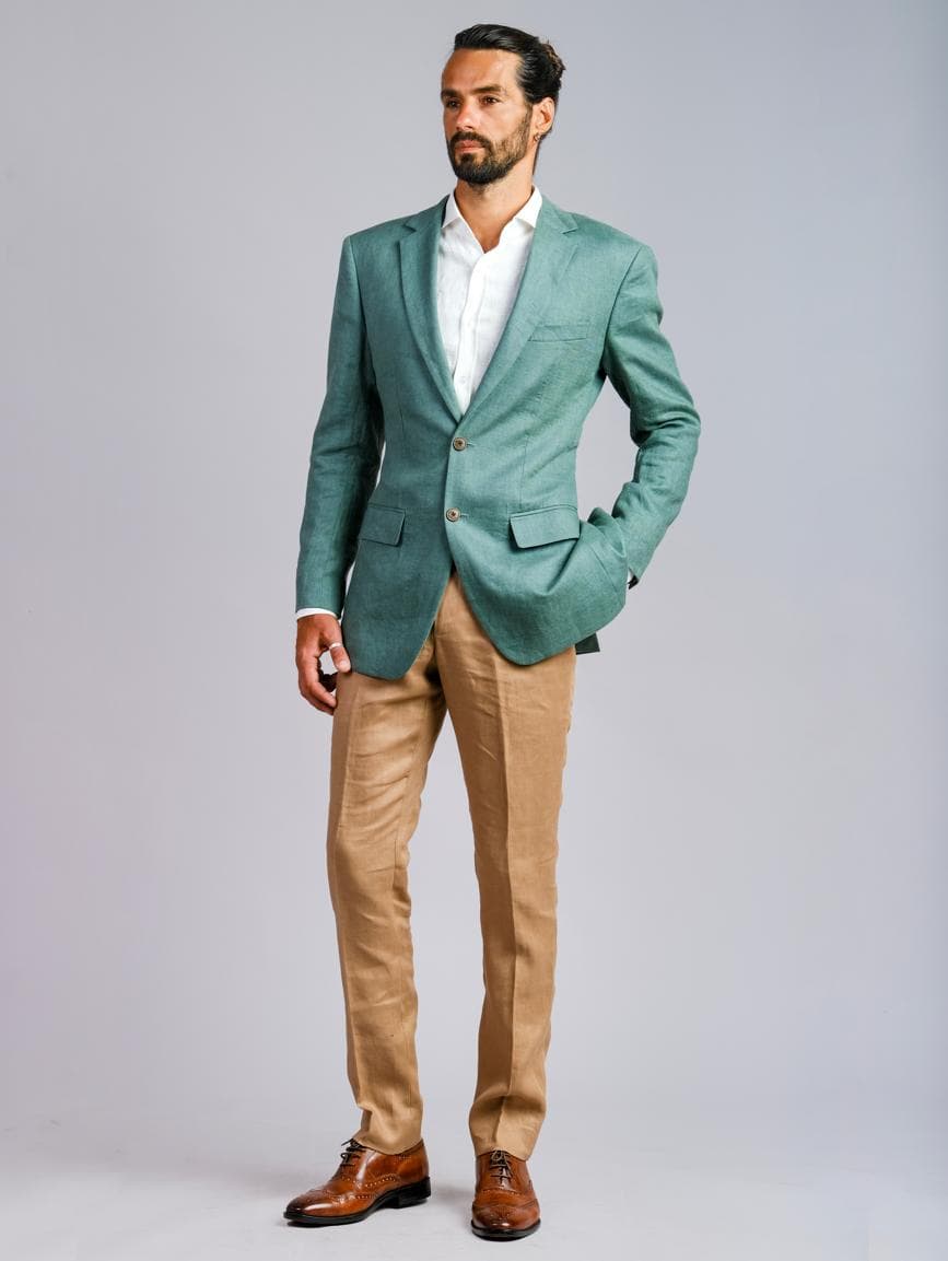 BỘ SUIT LINEN JACKET XANH VÀ QUẦN BE